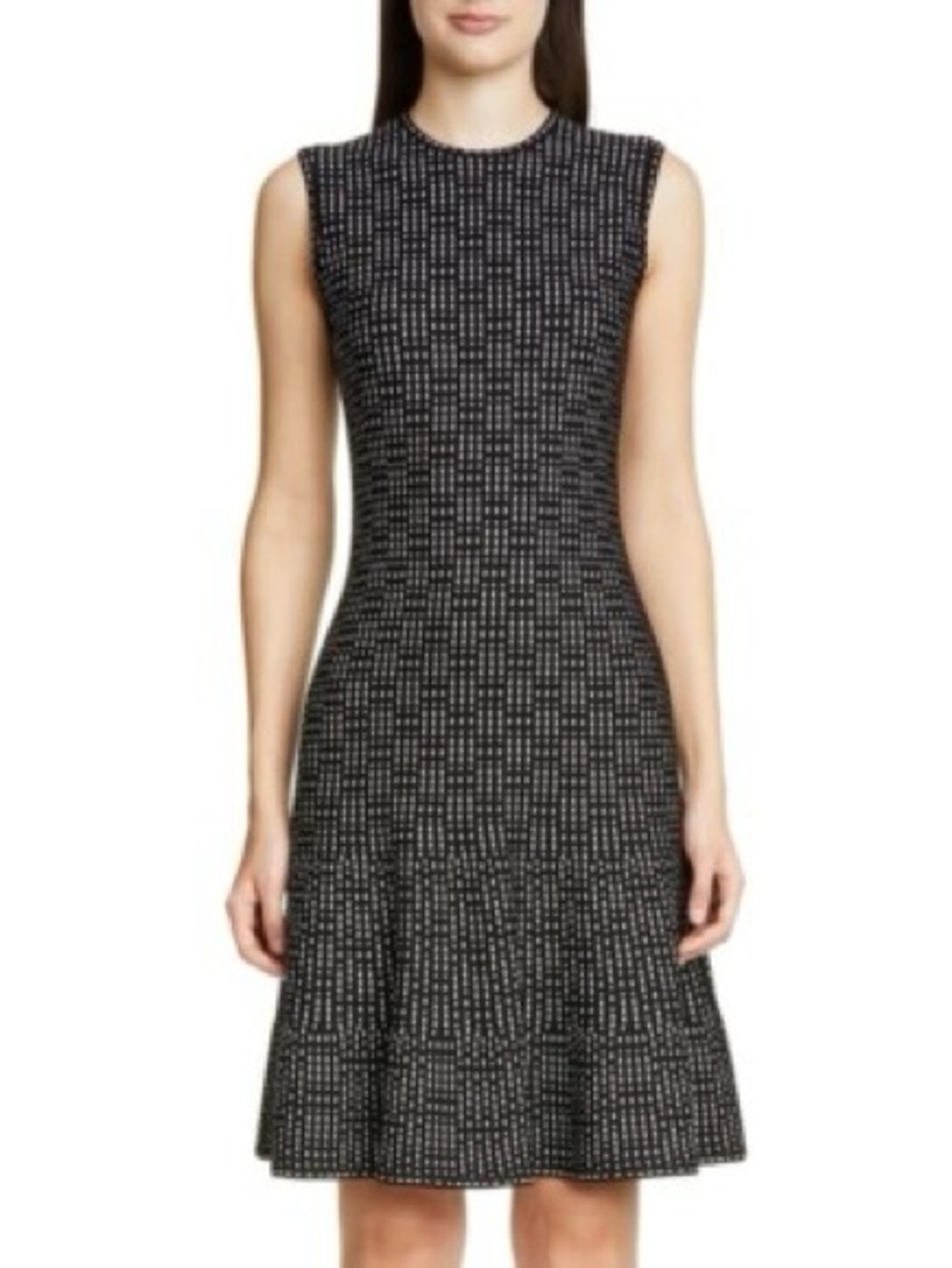 St. John Graphic Ottoman Fit-and-Flare Knit Dress